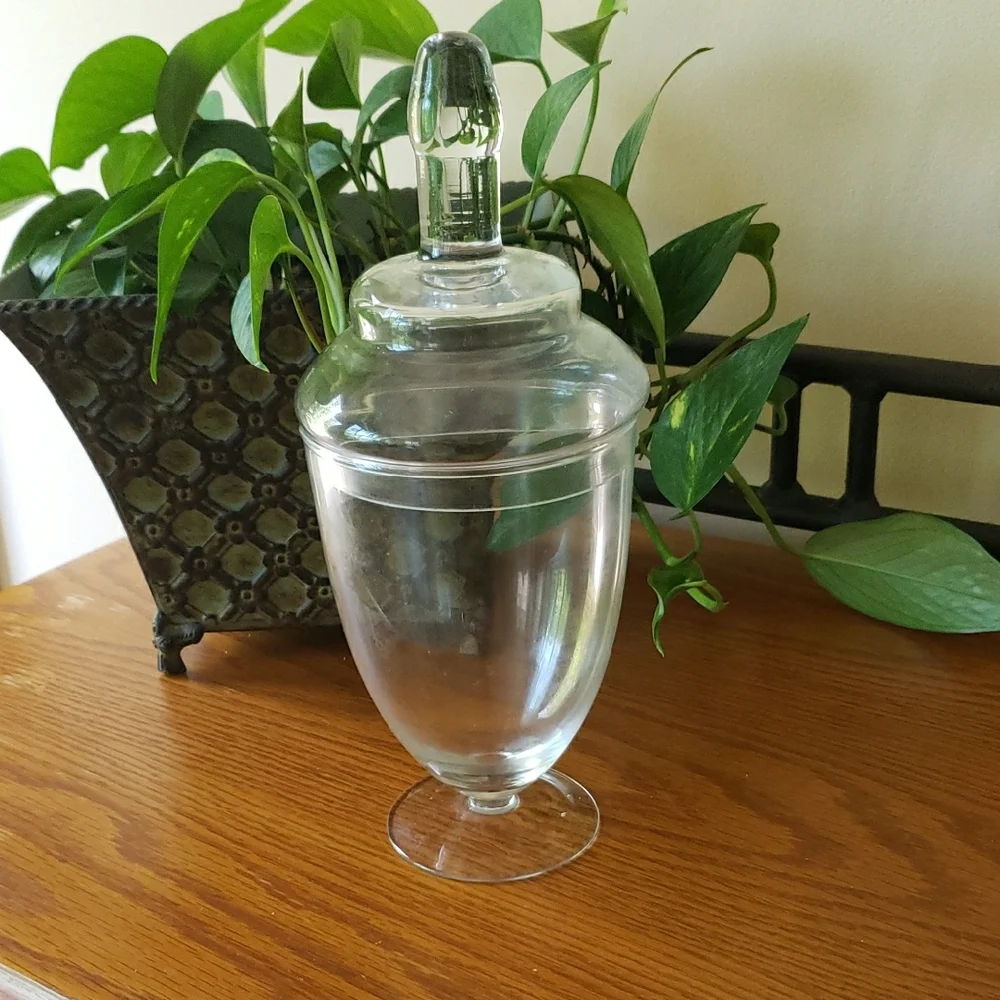 Vintage- Elegant Clear Glass Apothecary Jar